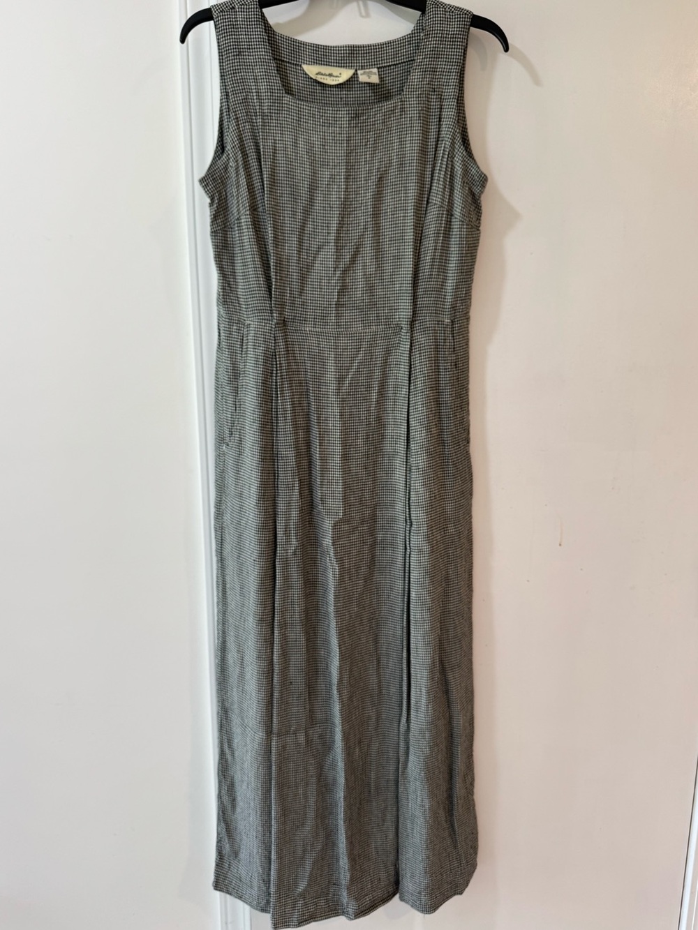 Sleeveless Linen Blend Gingham Maxi Dress - Medium Tall